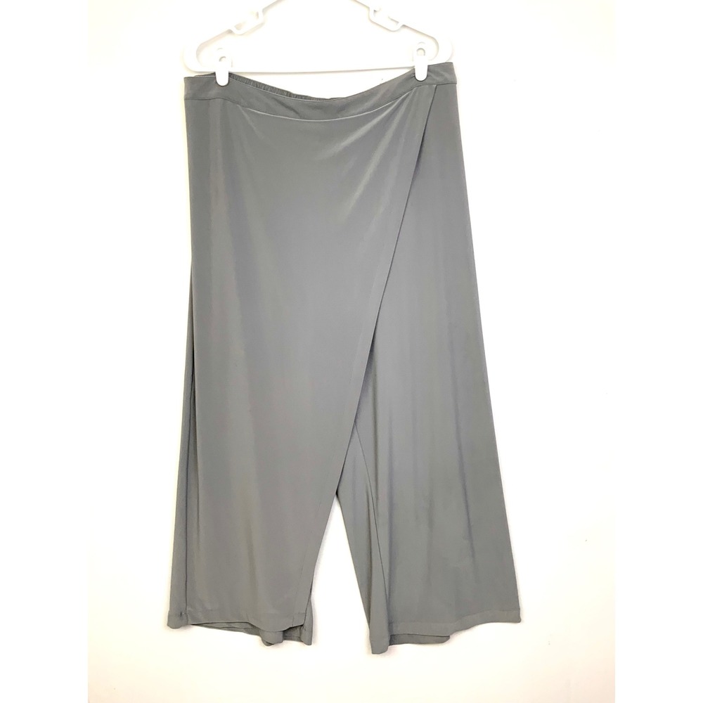 Habitat Clothes To Live In XL Gray Wrap Skirted Wide Leg Pants Lagenlook Slinky